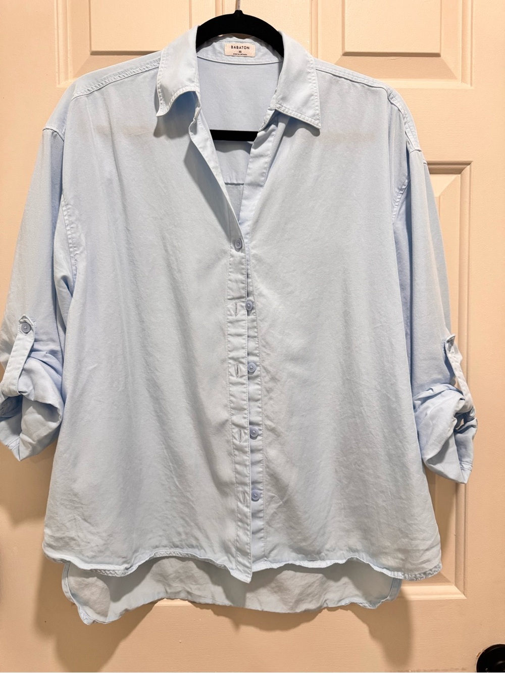 Babaton Light Blue Casual Button-Down Shirt